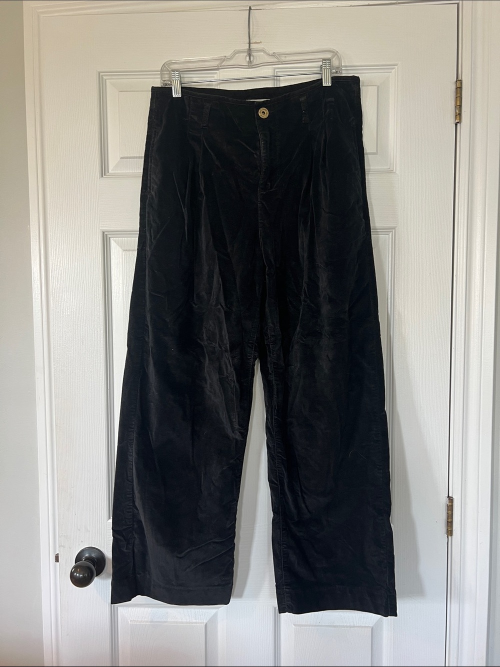 April Cornell Black Wide Leg Velvet Pants